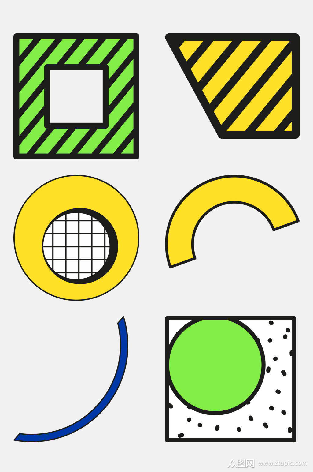 彩色孟菲斯几何图形免抠素材