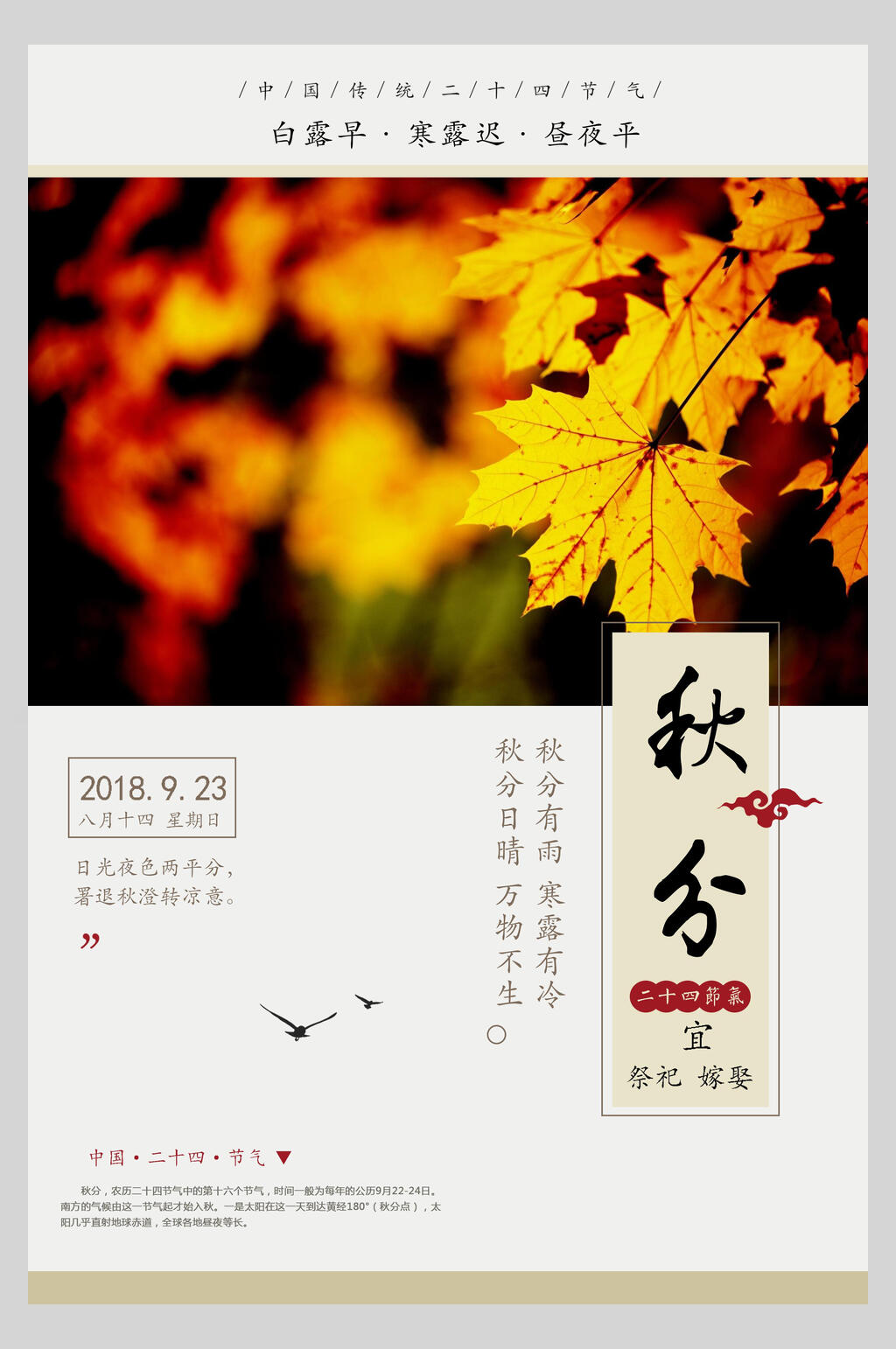 中国风秋分节气海报素材