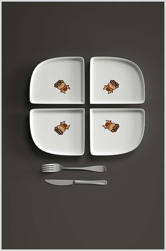 精简个性设计陶瓷餐具样机