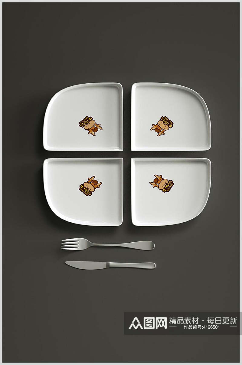 精简个性设计陶瓷餐具样机素材