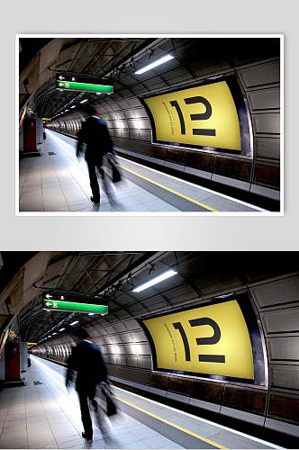 时尚黑黄创意大气地铁广告海报样机