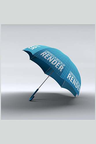 蓝色雨伞设计样机