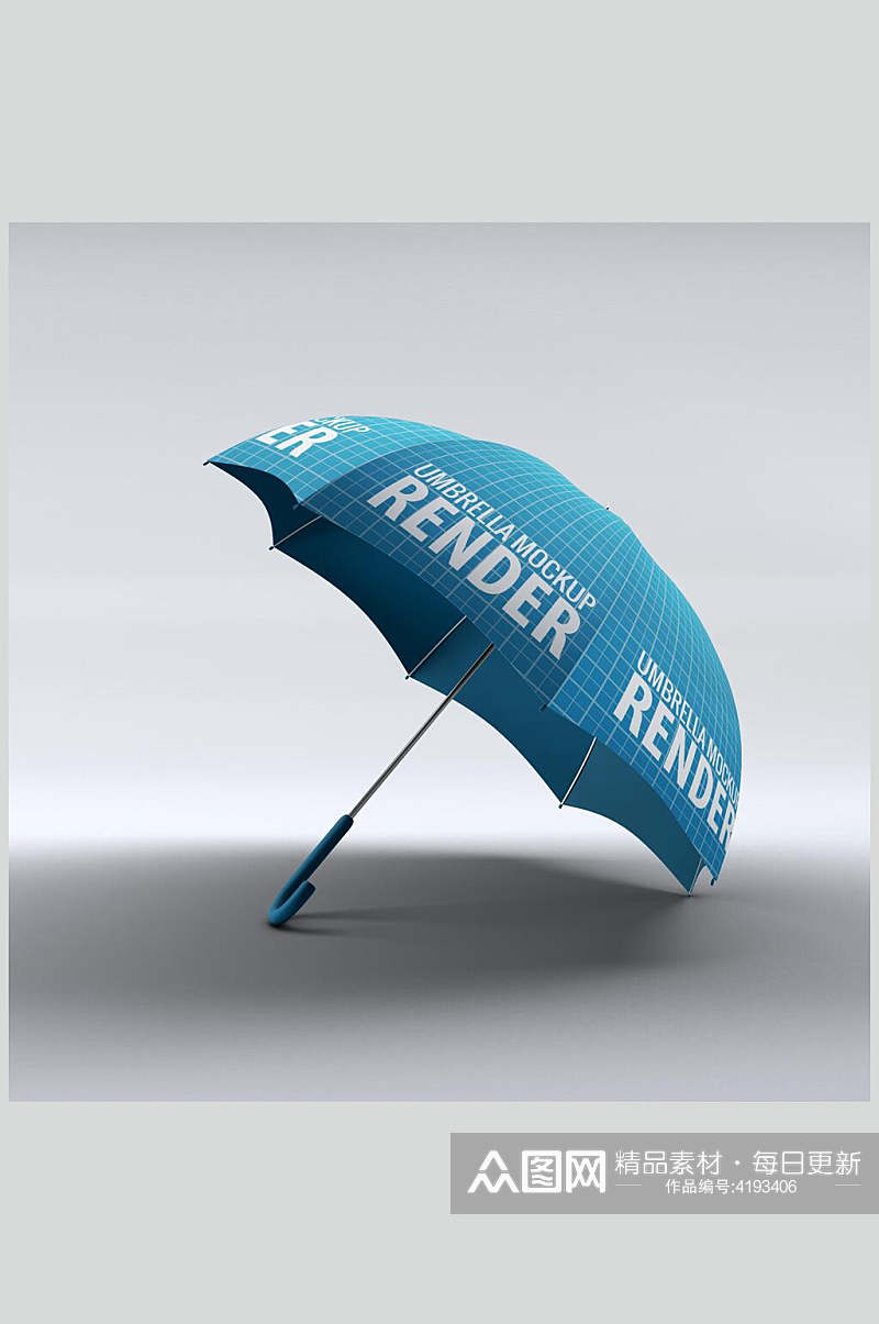 蓝色雨伞设计样机素材