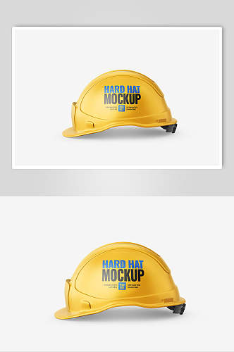 黄白简约创意大气头盔安全帽样机