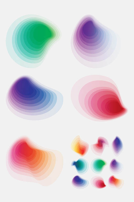 高饱和彩色渐变贝壳形矢量图