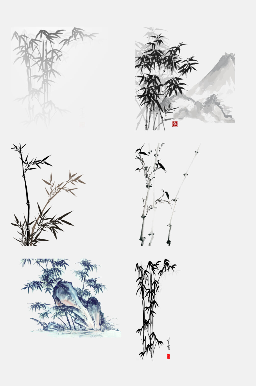 高端产品展示推广水墨竹子免抠设计元素素材