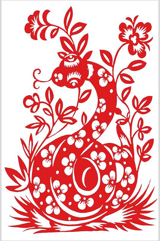 蛇十二生肖剪纸素材