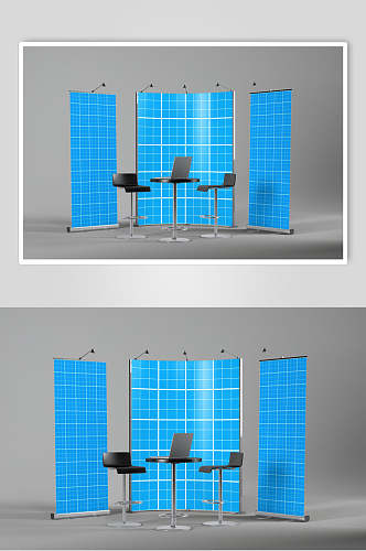 线条椅子创意大气蓝色展台展示样机