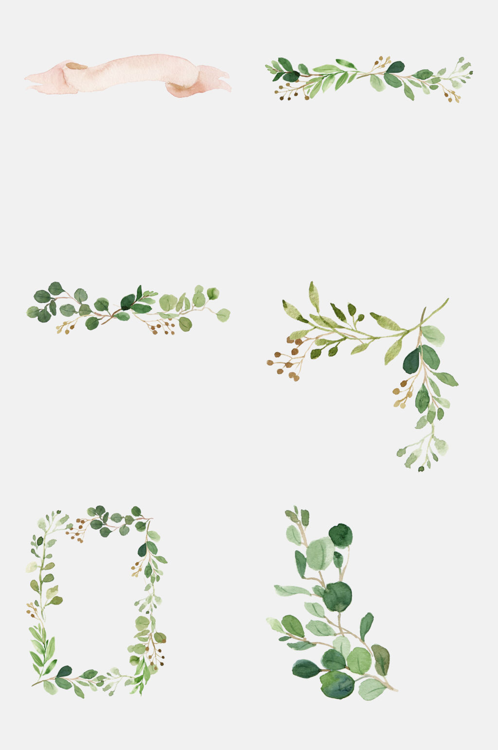 绿色森系水彩绿植免抠素材素材