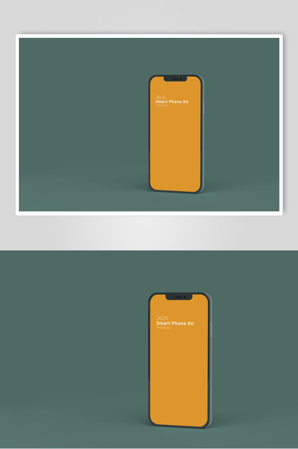 绿黄立体留白简约风iPhone十二样机素材