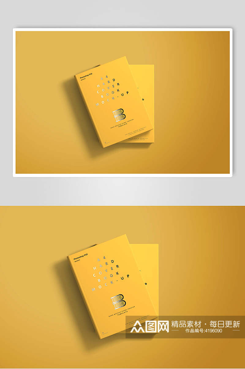 黄色立体创意大气画册书籍展示样机素材