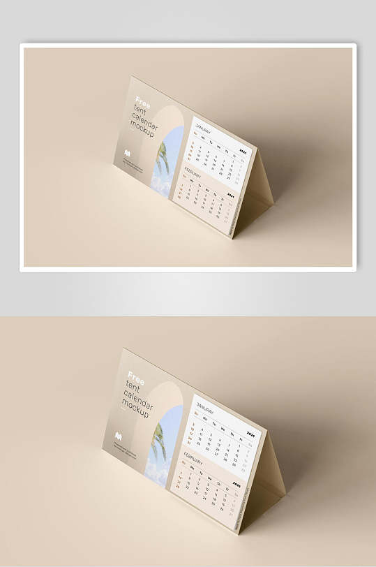 黄色立体留白简约清新台历展示样机