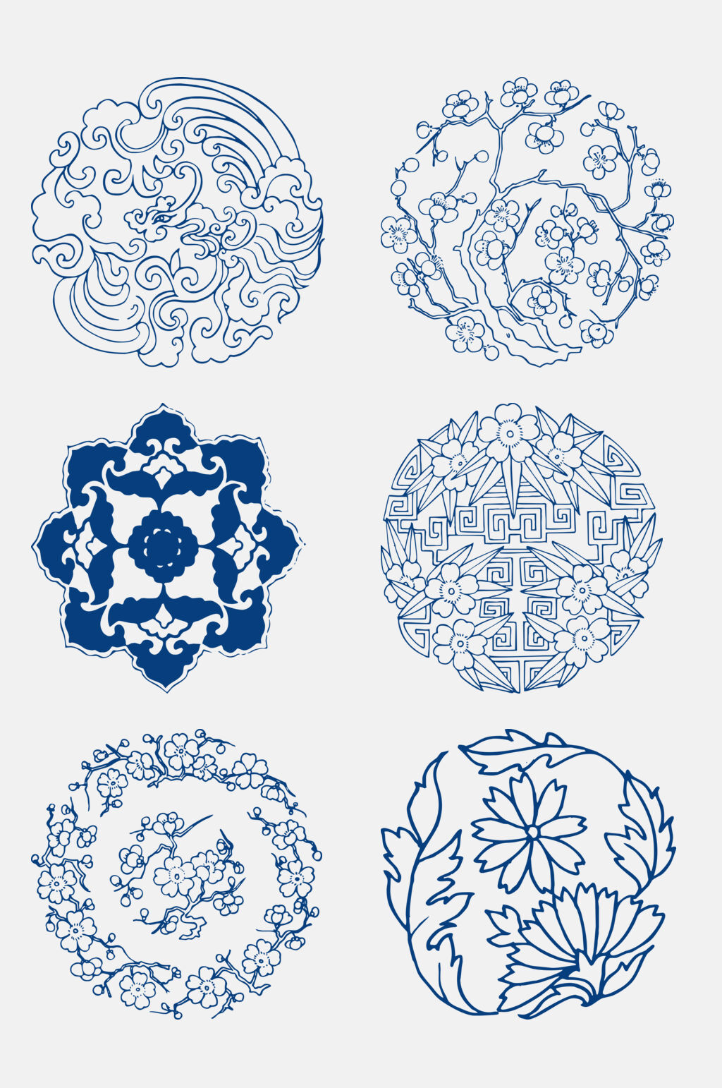 青花瓷花纹图案免抠设计素材素材