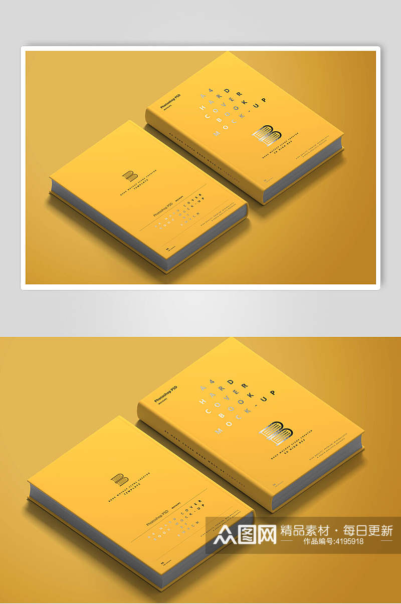 纸张黄色创意大气画册书籍展示样机素材