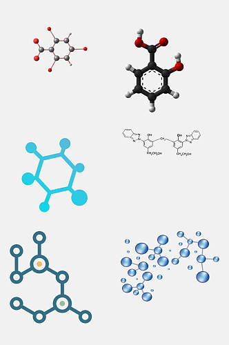 高端蓝色化学分子结构图案免抠素材