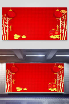 灯笼红色喜庆春节背景展板