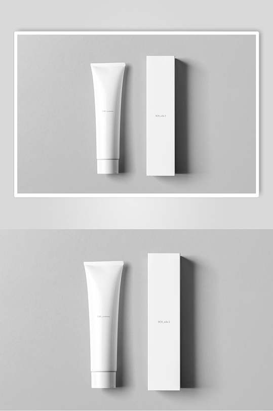 盒子灰白立体留白简约牙膏盒样机-众图网