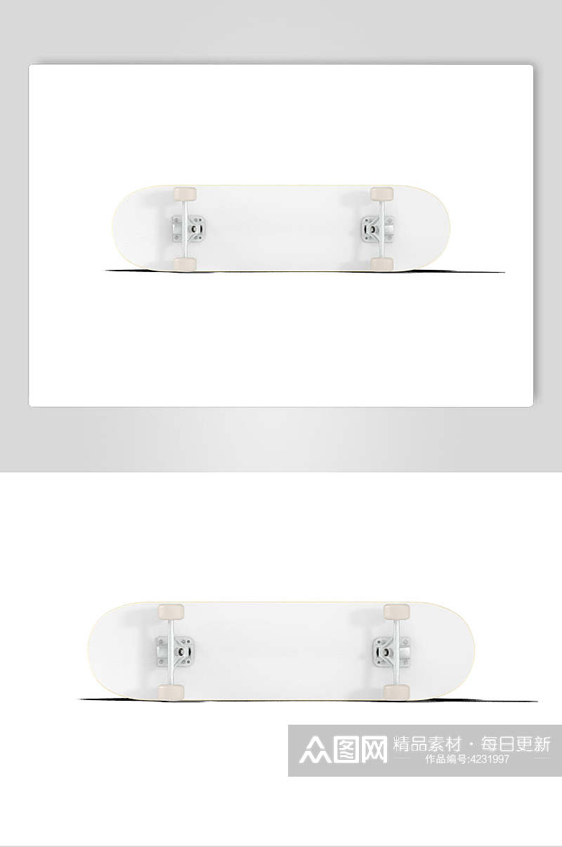 白色简约滑板展示样机素材