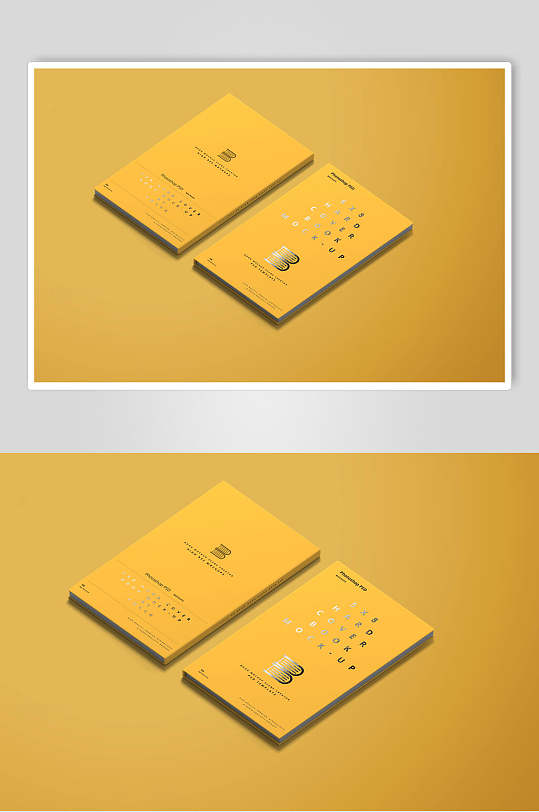 黄色方形创意大气画册书籍展示样机