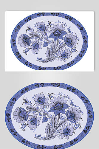 创意青花瓷中国古典图案矢量素材