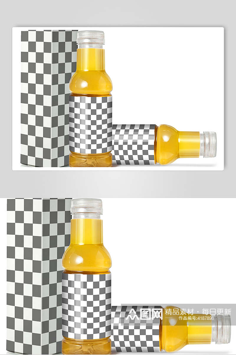 色块瓶子黄黑品牌包装设计展示样机素材