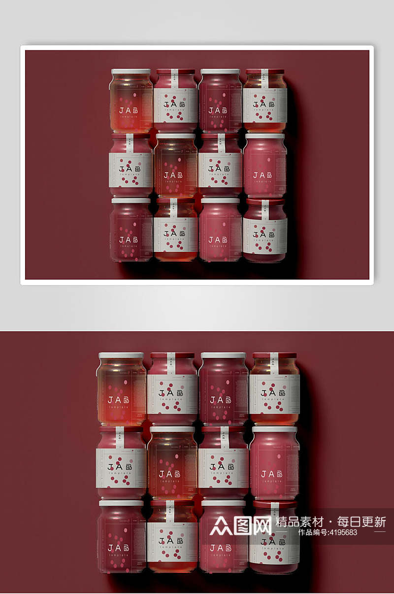 红白瓶子创意大气清新罐头果酱样机素材