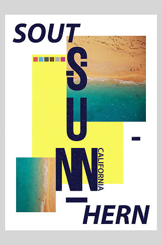 海边沙滩简单国外创意派对海报