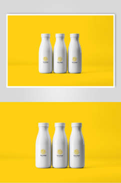 黄白瓶子创意大气简约餐饮标志样机