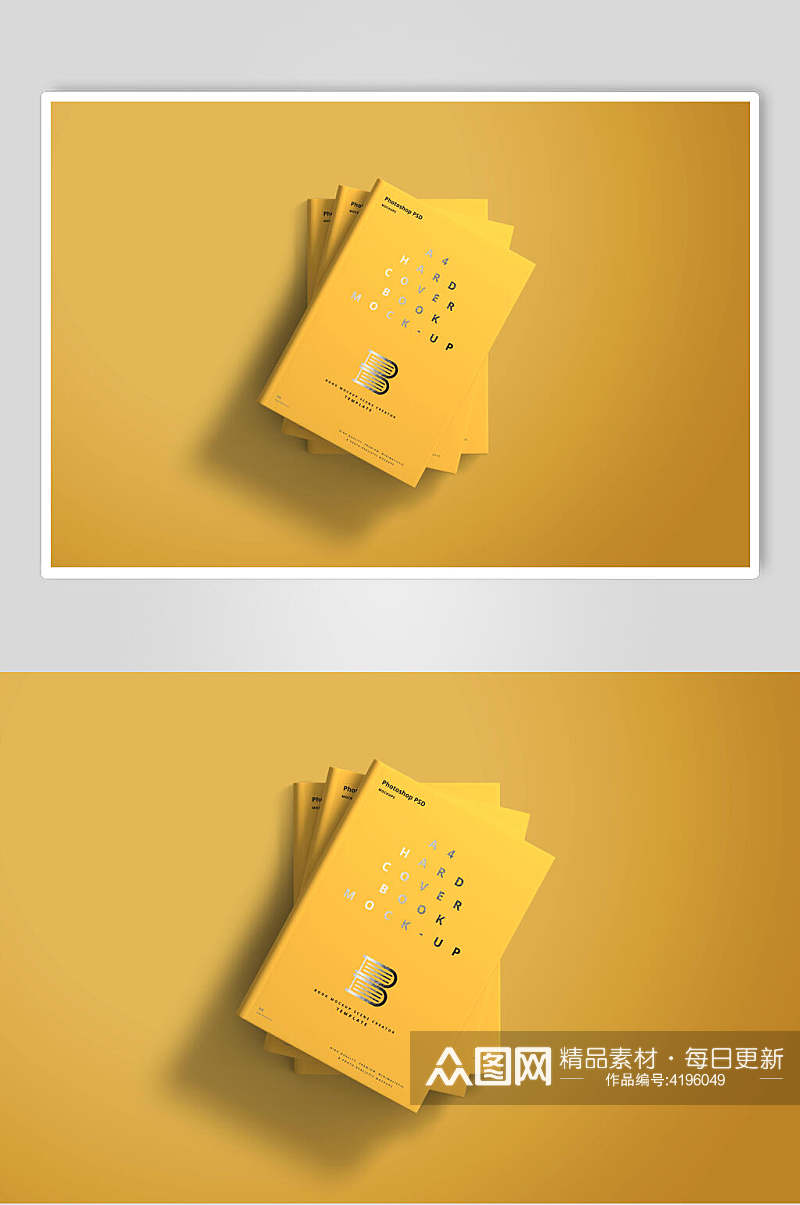 英文黄色创意大气画册书籍展示样机素材