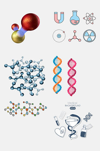 化学分子结构图案免抠设计素材
