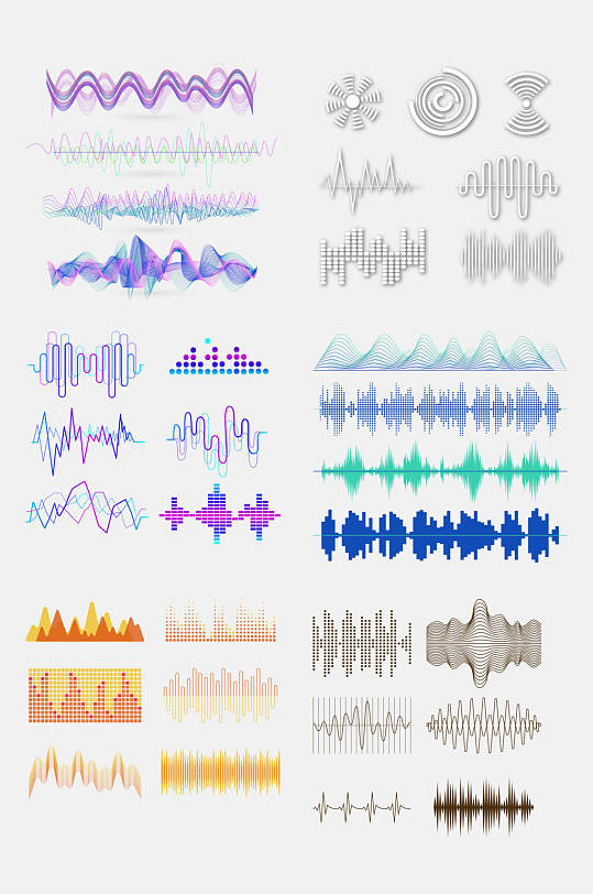 炫彩时尚声波几何图案免抠素材