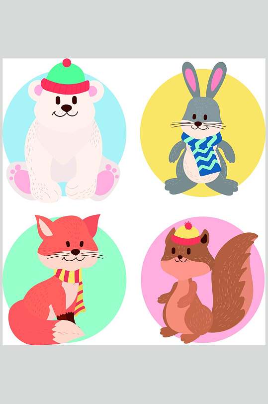 狐狸可爱卡通动物形象插画矢量素材