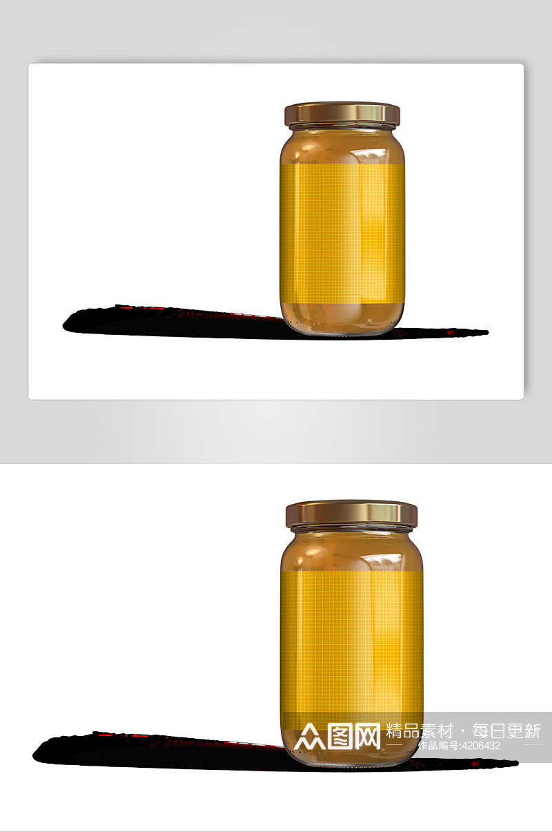瓶罐液体阴影玻璃罐蜂蜜罐样机素材