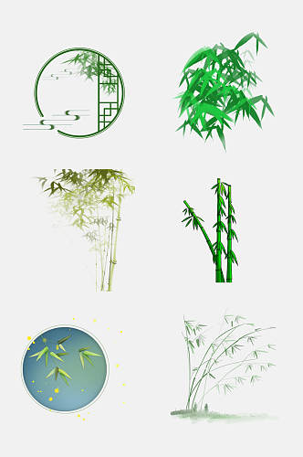 大气翡翠竹子竹叶免抠设计素材