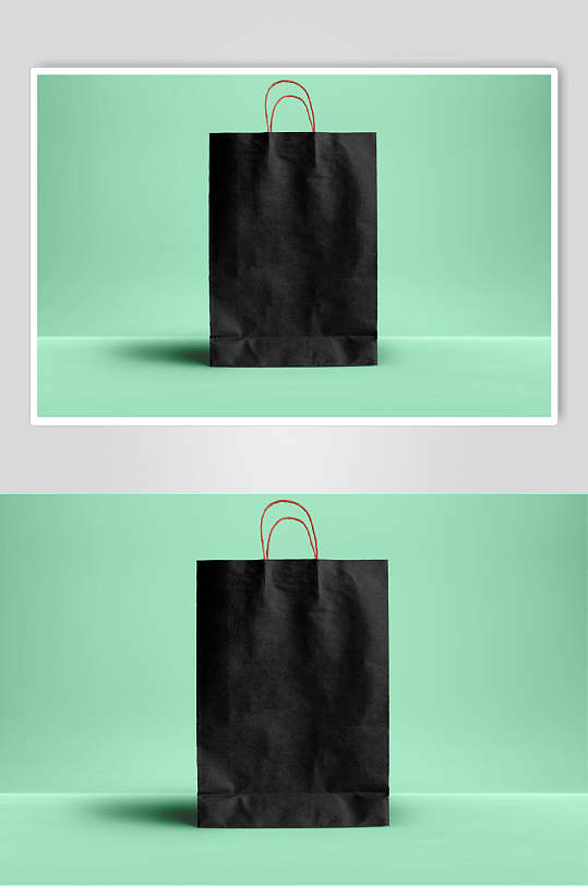 黑绿创意手提袋纸袋包装设计样机