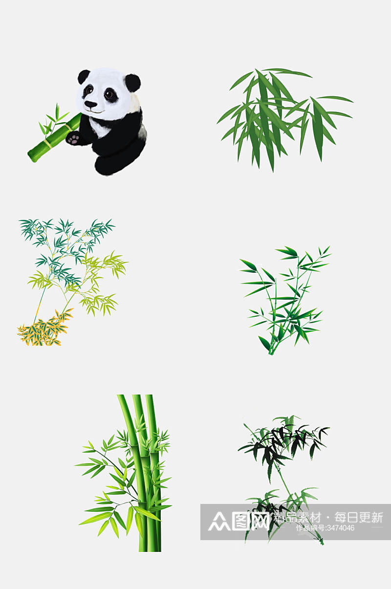 熊猫竹子竹叶免抠素材素材