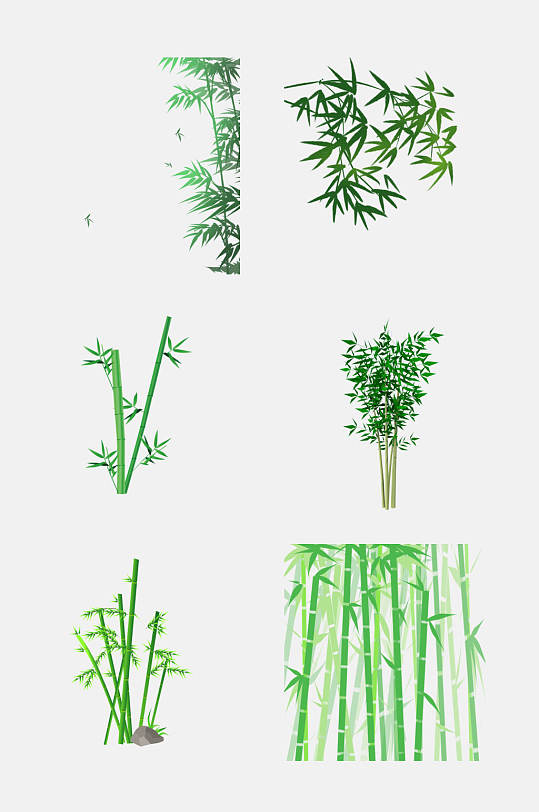清新绿色植物熊猫竹子竹叶免抠设计素材