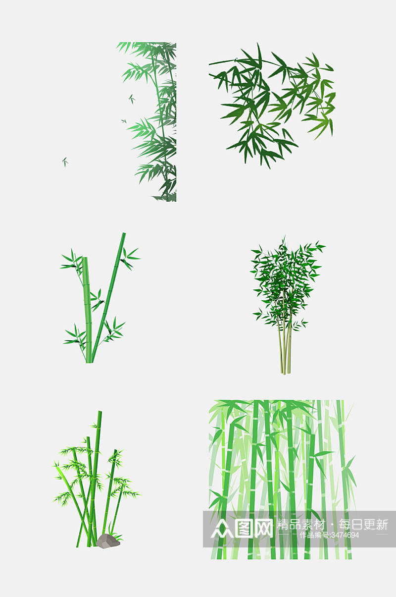 简约绿色植物翡翠竹子竹叶免抠素材素材