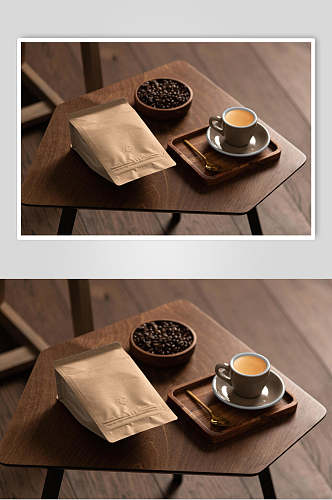 纹理袋子杯子创意大气咖啡品牌样机