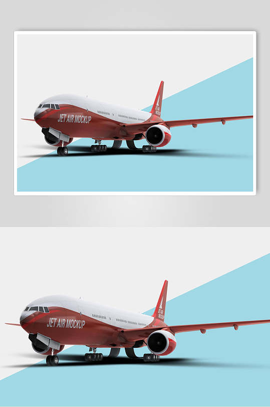 蓝红创意高端飞机机身贴图展示样机