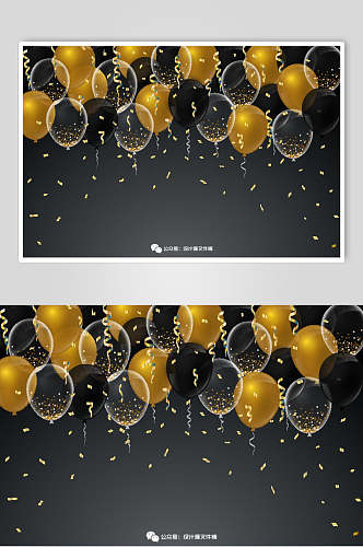 金色气球生日派对海报