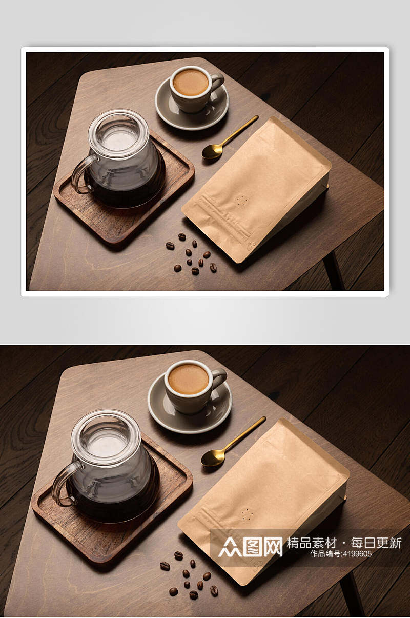 杯子褐色创意大气袋子咖啡品牌样机素材