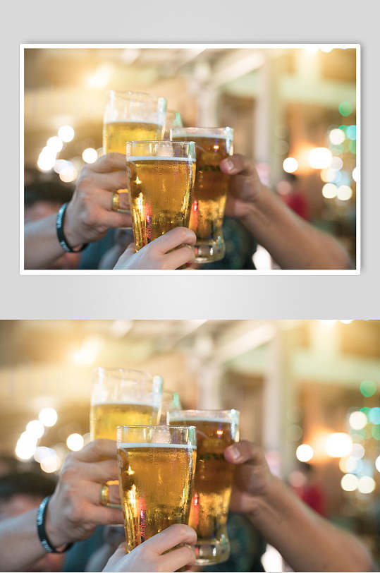 三人碰杯啤酒高清图片