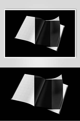 方形纸张黑色杂志书籍封面样机