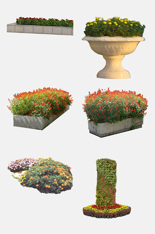 清新时尚欧式花坛装饰免抠素材