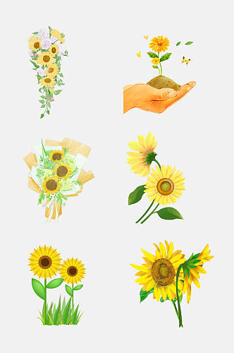 简洁创意花束阳光向日葵花朵免抠素材
