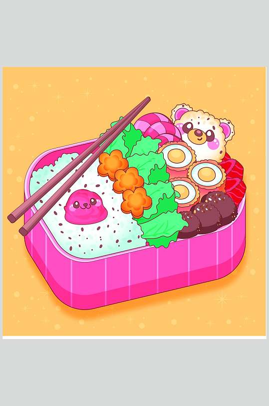 便当手绘美食矢量素材