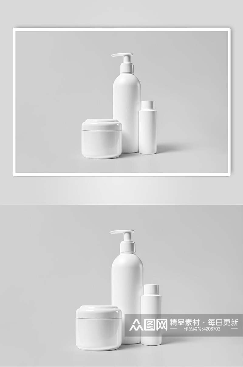瓶子灰色创意高端洗护肤品展示样机素材