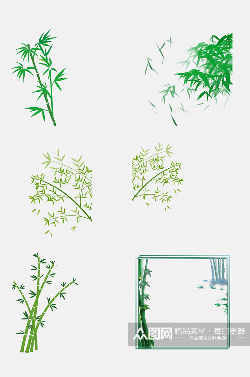 翡翠竹子竹叶免抠素材素材
