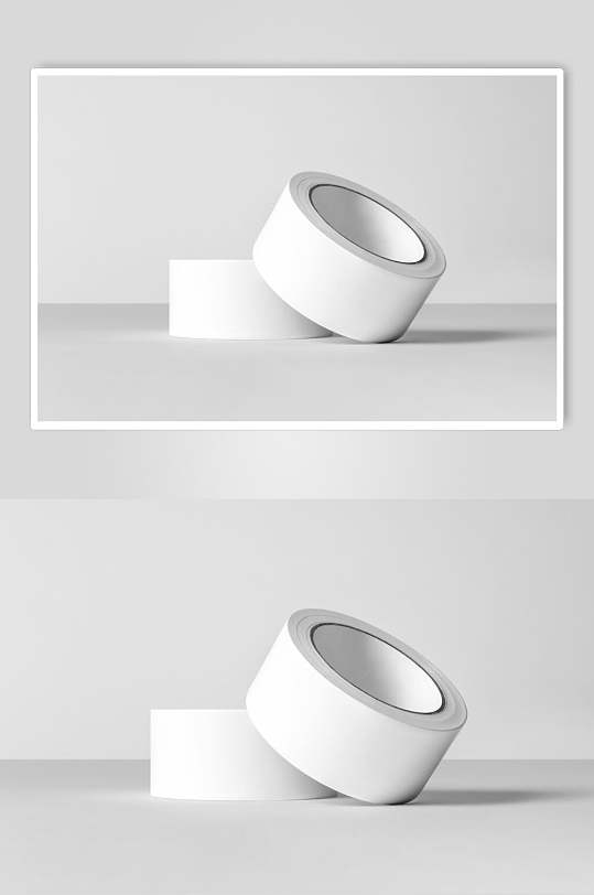 阴影圆圈灰白色背景墙胶带贴图样机